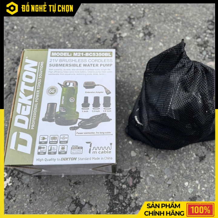 Máy Bơm Chìm Dùng Pin Dekton M21-BC5350BL – 21V – Lưu Lượng 90 Lít/Phút – An Toàn, Tiện Dụng, Hàng Chính Hãng Có VAT