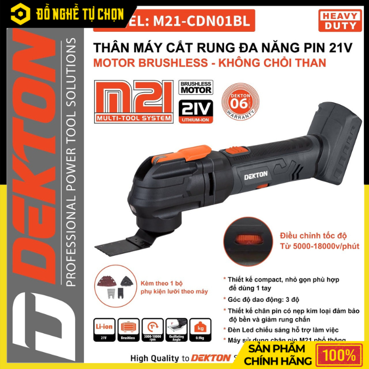 [THÂN] Máy Cắt Rung Dùng Pin 21V Dekton M21-CDN01BL (Chưa Pin & Sạc) – Đa Năng, Cắt Chính Xác, Điều Tốc Linh Hoạt, Hàng Chính Hãng, Có VAT