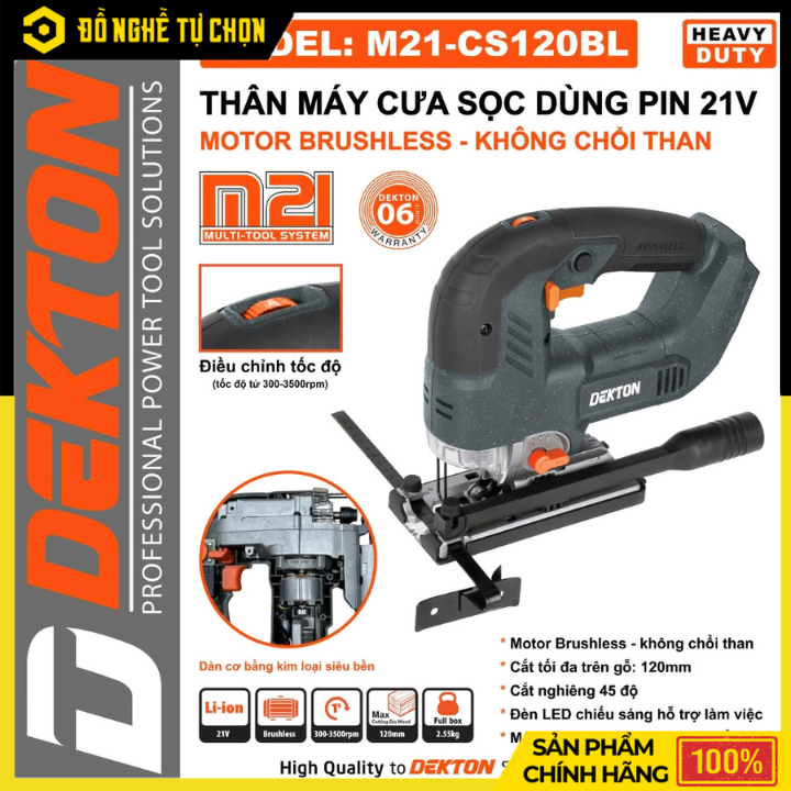 [THÂN] Máy Cưa Sọc Dùng Pin Dekton M21-CS120BL (Chưa Pin & Sạc) – Cắt Chính Xác, Động Cơ Brushless Bền Bỉ, Điều Tốc Linh Hoạt, Hàng Chính Hãng, Có VAT