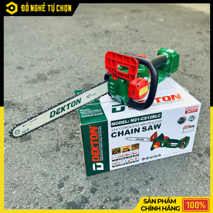 [THÂN] Máy Cưa Xích 12 Inch Dùng Pin 21V Dekton M21-CS12BLC – Công Suất Mạnh 1200W, Cắt Nhanh Ổn Định, Hàng Chính Hãng, Có VAT
