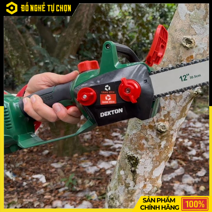 [THÂN] Máy Cưa Xích 12 Inch Dùng Pin 21V Dekton M21-CS12BLC – Công Suất Mạnh 1200W, Cắt Nhanh Ổn Định, Hàng Chính Hãng, Có VAT
