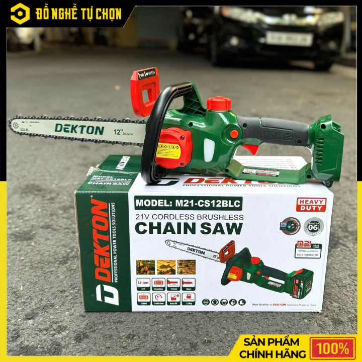 [THÂN] Máy Cưa Xích 12 Inch Dùng Pin 21V Dekton M21-CS12BLC – Công Suất Mạnh 1200W, Cắt Nhanh Ổn Định, Hàng Chính Hãng, Có VAT