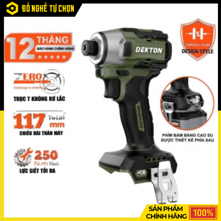 [THÂN] Máy Vặn Vít Dùng Pin 21V Dekton M21-CV250PROMAX – Lực Siết 250Nm, 4 Cấp Tốc Độ, Hiệu Suất Vượt Trội – Hàng Chính Hãng, Có VAT