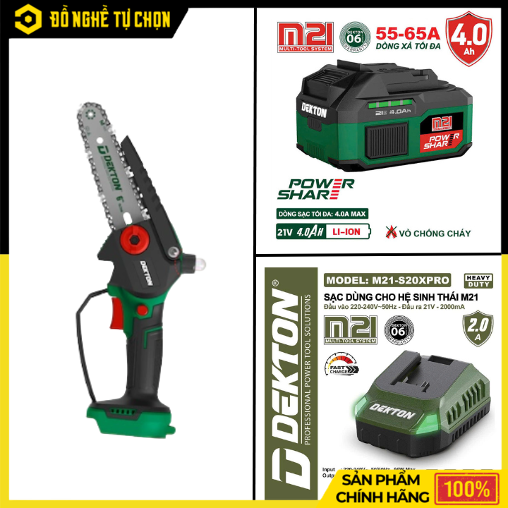 Máy Cưa Xích Pin 6 Inch Dekton M21-CX06CP – Brushless, Siêu Nhẹ 0.85kg, Có Bình Nhớt | Hàng Chính Hãng, Có VAT