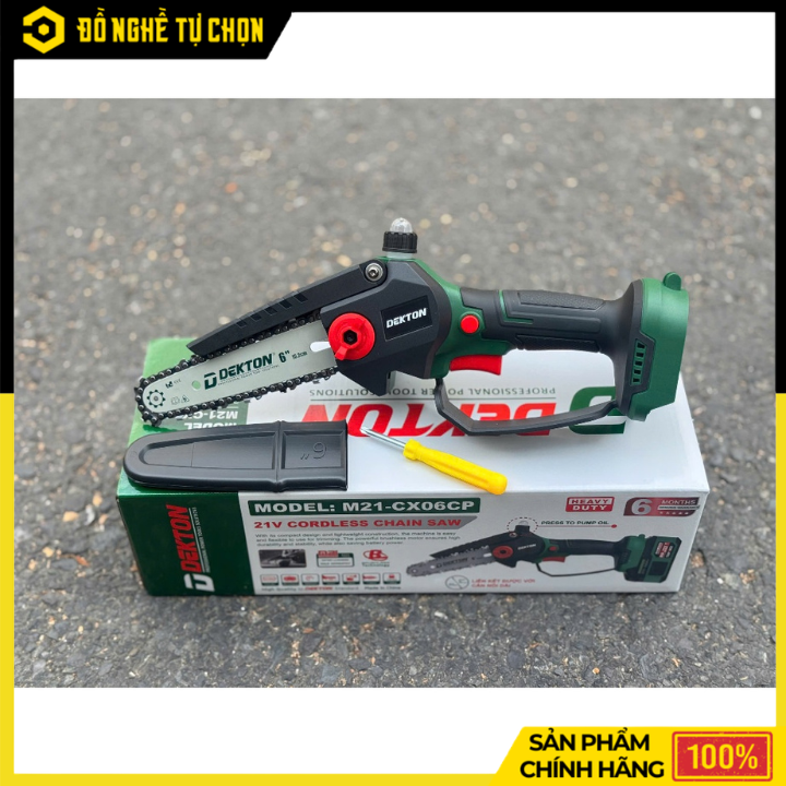 Máy Cưa Xích Pin 6 Inch Dekton M21-CX06CP – Brushless, Siêu Nhẹ 0.85kg, Có Bình Nhớt | Hàng Chính Hãng, Có VAT