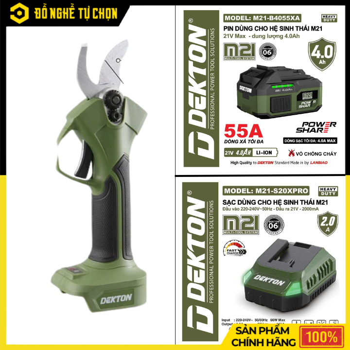 Kéo Cắt Cành Pin Dekton 21V M21-MCC28PRO / MCC28XPRO – Cắt 28mm, Brushless, Siêu Nhẹ | Hàng Chính Hãng, Có VAT