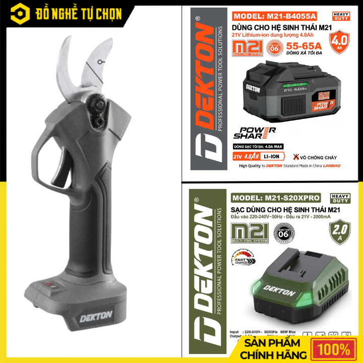 Kéo Cắt Cành Pin Dekton 21V M21-MCC28PRO / MCC28XPRO – Cắt 28mm, Brushless, Siêu Nhẹ | Hàng Chính Hãng, Có VAT