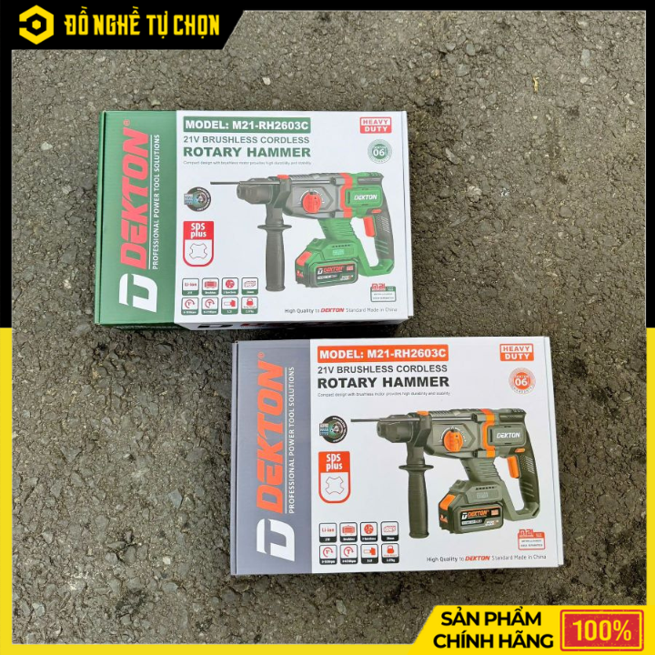 [THÂN] Máy Khoan Búa Pin 21V Dekton M21-RH2603C – Lực Đập 3.2J, Khoan Bê Tông 26mm, Hiệu Suất Mạnh Mẽ – Hàng Chính Hãng, Có VAT