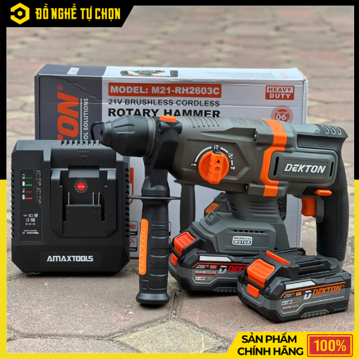[THÂN] Máy Khoan Búa Pin 21V Dekton M21-RH2603C – Lực Đập 3.2J, Khoan Bê Tông 26mm, Hiệu Suất Mạnh Mẽ – Hàng Chính Hãng, Có VAT