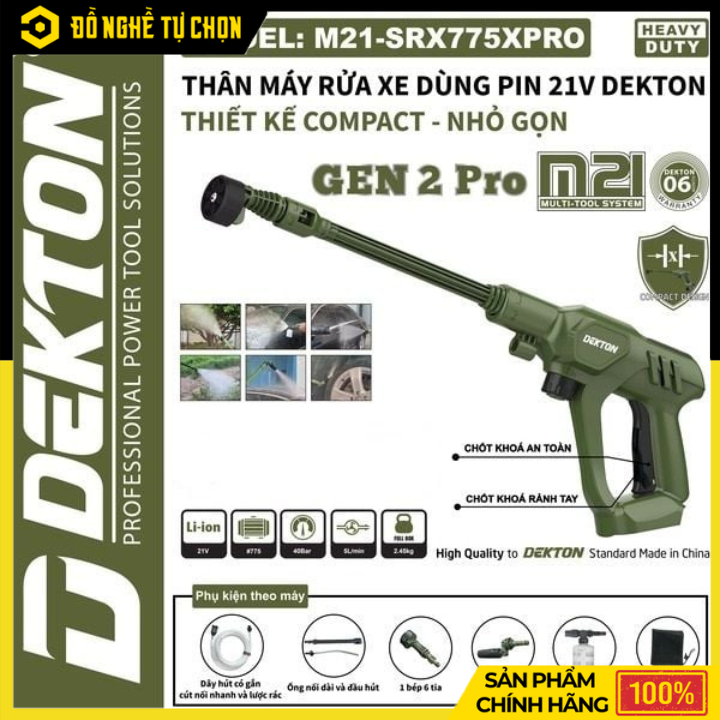 [THÂN] Máy Xịt Rửa Xe Dùng Pin 21V Dekton M21-SRX775 (Chưa Pin & Sạc) – Gọn Nhẹ, Áp Lực Mạnh, Linh Hoạt Mọi Nơi, Hàng Chính Hãng, Có VAT