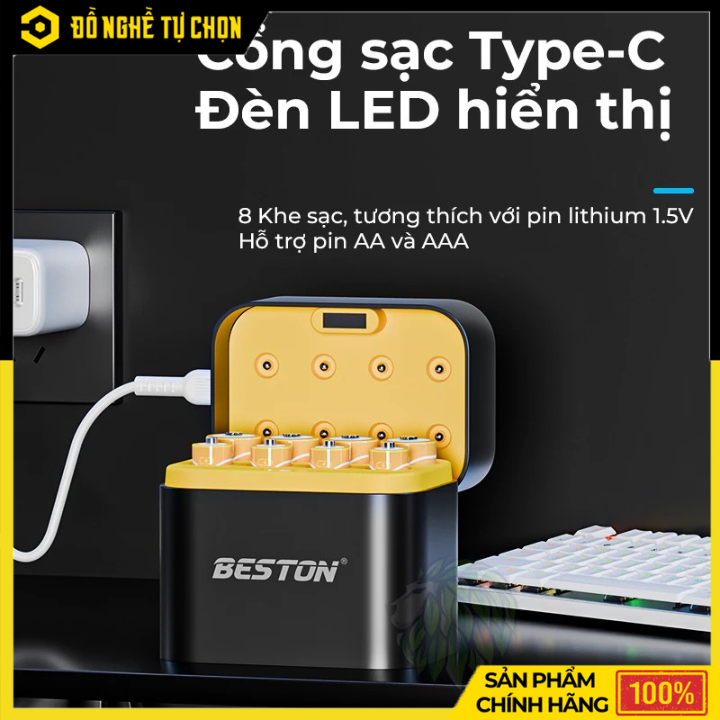 Hộp Sạc Pin Beston M7037 – Dành Cho Pin AA & AAA Lithium 1.5V – Sạc Nhanh, Độc Lập, An Toàn – Hàng Chính Hãng Có VAT