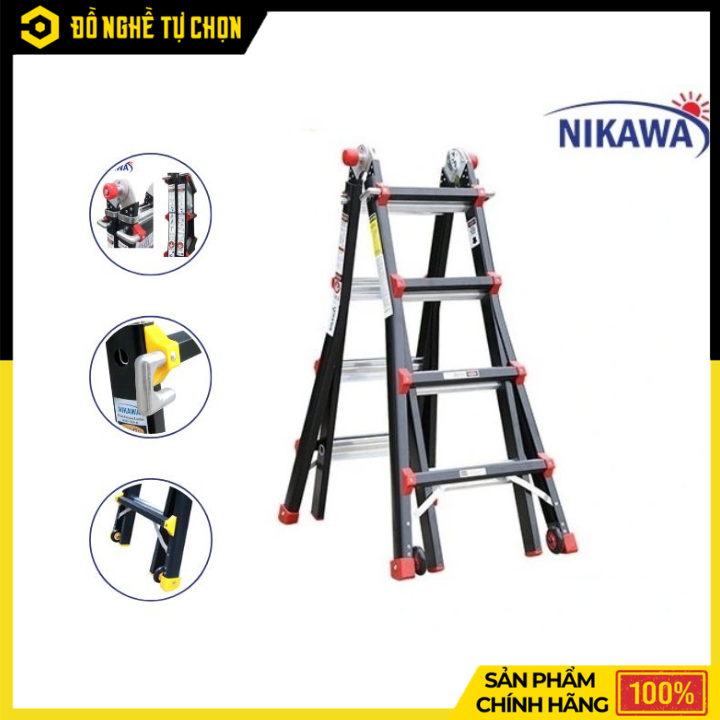 Thang Nhôm Gấp Đa Năng Nikawa NKB-48 Siêu Chắc Chắn, Chiều Cao Chữ A Tới 3.98m Cho Công Trình Chuyên Nghiệp | Hàng Chính Hãng, Có VAT