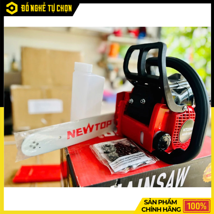 Cưa Xích Newtop NT3200 – Động Cơ 31.8cc Mạnh Mẽ, Siêu Nhẹ, Cắt Gỗ Hiệu Quả | Hàng Chính Hãng, Có VAT