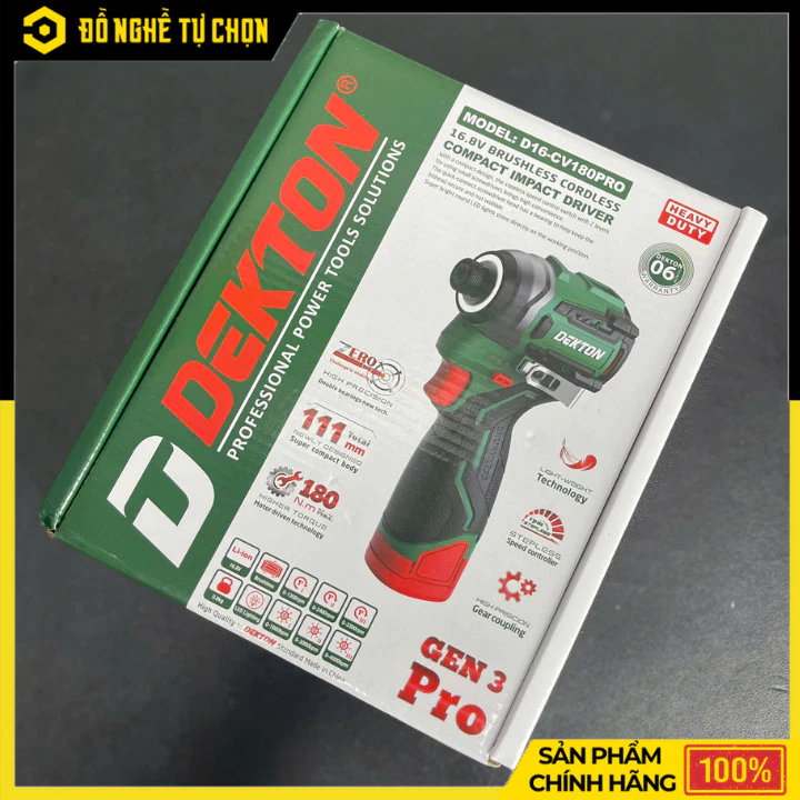 Máy Vặn Vít Dùng Pin 16.8V Dekton D16-CV180PRO – Brushless – Lực Siết 180Nm – Hàng Chính Hãng Có VAT