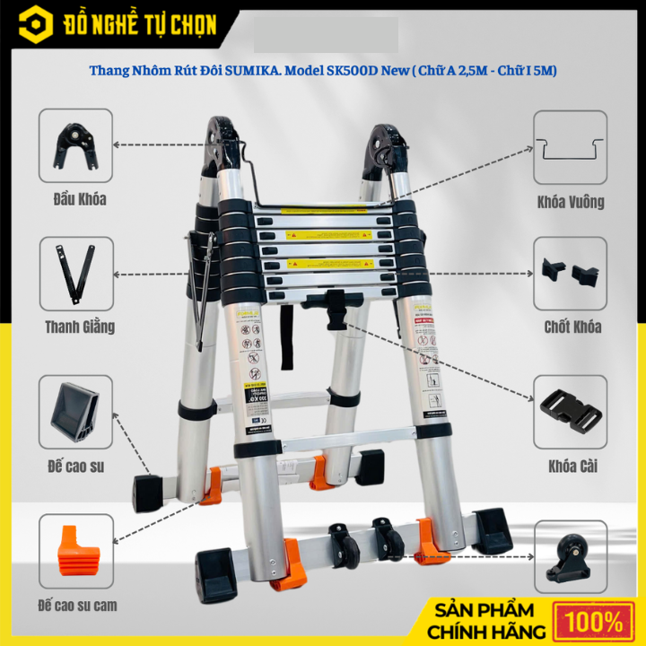 Thang Nhôm Rút Gọn Đôi Sumika SK500D New | Hàng Chính Hãng, Có VAT