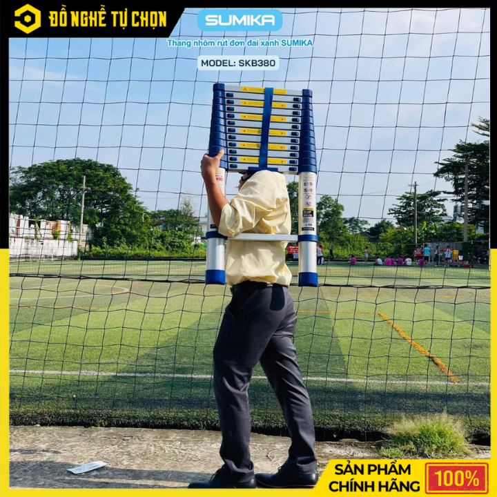 Thang Nhôm Rút Đơn 3.8m Sumika SKB380 – Gọn Nhẹ, An Toàn, Dễ Sử Dụng | Hàng Chính Hãng, Có VAT