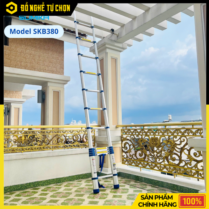 Thang Nhôm Rút Đơn 3.8m Sumika SKB380 – Gọn Nhẹ, An Toàn, Dễ Sử Dụng | Hàng Chính Hãng, Có VAT