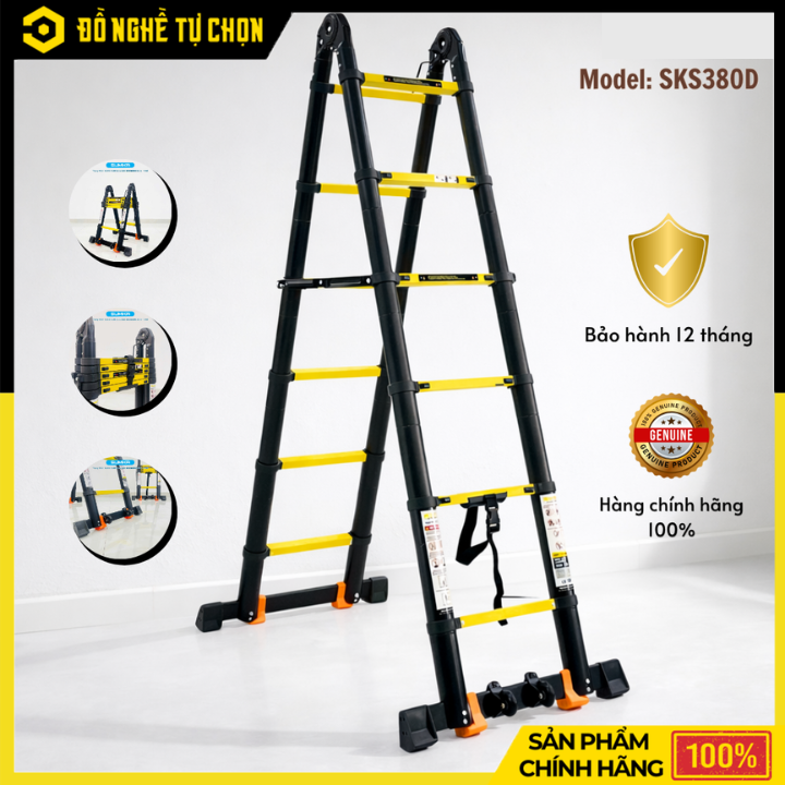 Thang Nhôm Rút Đôi Sumika SKS380D Sơn Tĩnh Điện 1m9 – Gọn Gàng, Linh Hoạt, An Toàn Khi Làm Việc | Hàng Chính Hãng, Có VAT