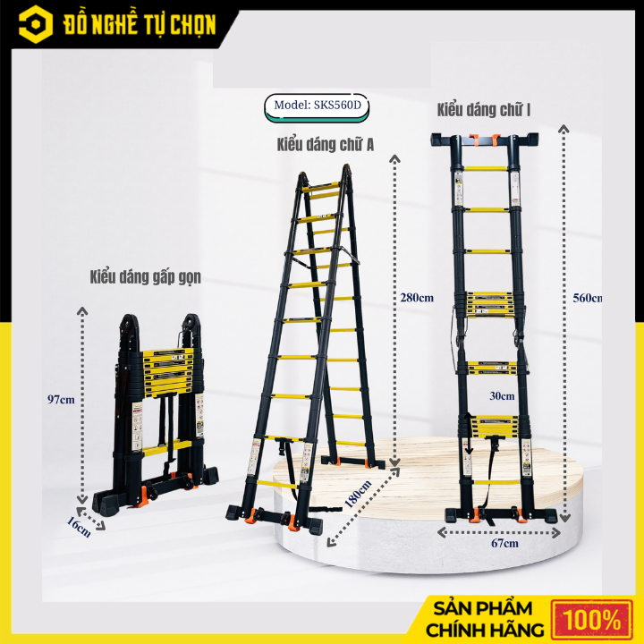 Thang Nhôm Rút Đôi Sumika SKS560D Sơn Tĩnh Điện – Linh Hoạt, Chắc Chắn, Đa Năng Cho Mọi Công Việc | Hàng Chính Hãng, Có VAT