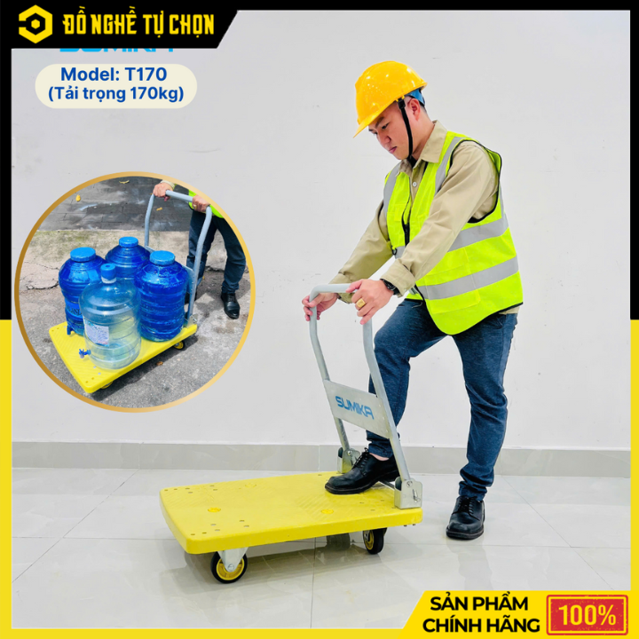 Xe Đẩy Hàng Sàn Nhựa SUMIKA T170 – Gọn Nhẹ, Chở Hàng 170kg | Hàng Chính Hãng, Có VAT