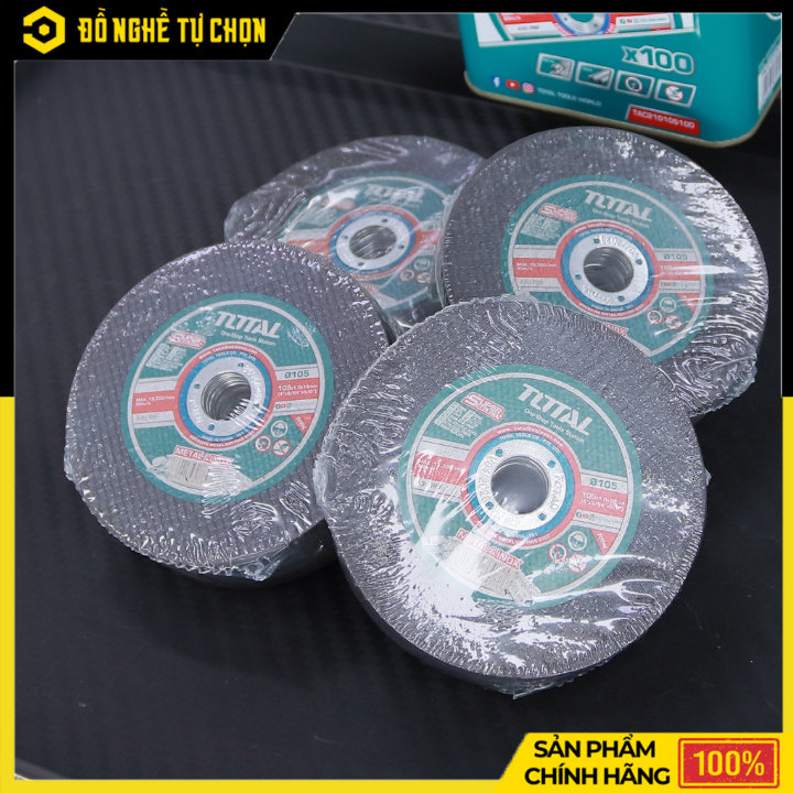 Bộ 100 Đĩa Cắt Kim Loại TOTAL TAC210105100 – 105mm – Cắt Inox, Thép, Sắt – Hàng Chính Hãng Có VAT
