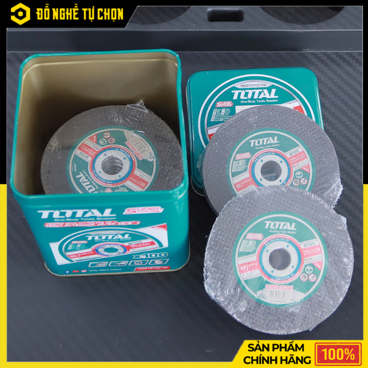 Bộ 100 Đĩa Cắt Kim Loại TOTAL TAC210105100 – 105mm – Cắt Inox, Thép, Sắt – Hàng Chính Hãng Có VAT