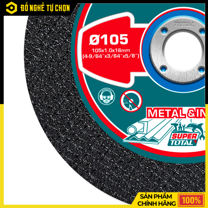 Bộ 100 Đĩa Cắt Kim Loại TOTAL TAC210105100 – 105mm – Cắt Inox, Thép, Sắt – Hàng Chính Hãng Có VAT