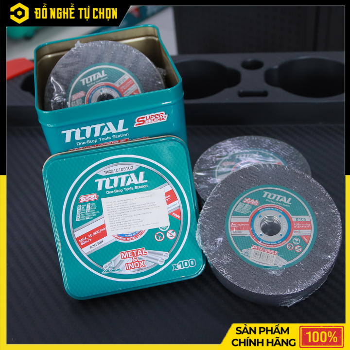 Bộ 100 Đĩa Cắt Kim Loại TOTAL TAC210105100 – 105mm – Cắt Inox, Thép, Sắt – Hàng Chính Hãng Có VAT