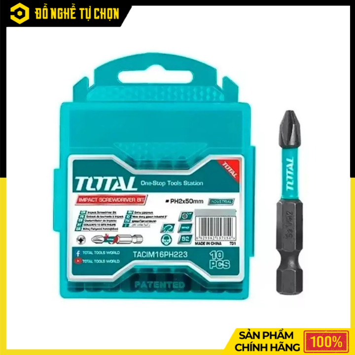 Bộ Mũi Bắt Vít Có Từ PH2x50mm Total TACIM16PH223 | Hàng Chính Hãng, Có VAT