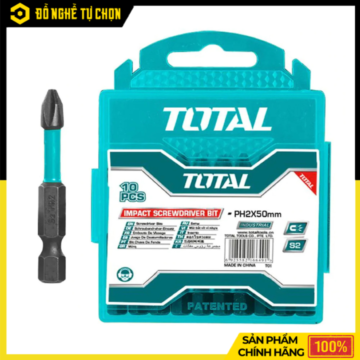 Bộ Mũi Bắt Vít Có Từ PH2x50mm Total TACIM16PH223 | Hàng Chính Hãng, Có VAT