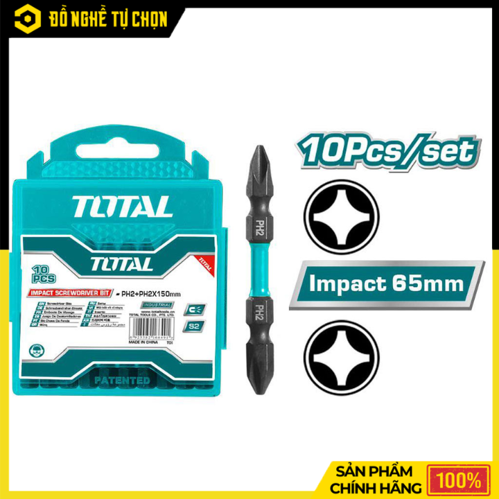 Bộ Mũi Bắt Vít 2 Đầu Có Từ PH2x65mm Total TACIM16PH233 Thao Tác Chính Xác Hít Vít Tốt – Hàng Chính Hãng, Có VAT