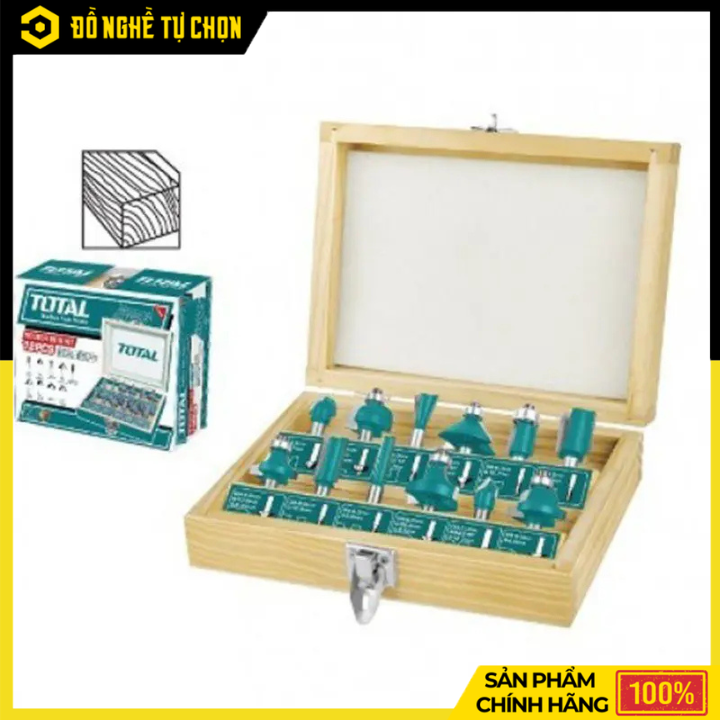 Bộ Mũi Phay Gỗ 12 Chi Tiết Cốt 8mm Total TACSR1121 Đa Dạng Biên Dạng, Gia Công Gỗ Chuyên Nghiệp | Hàng Chính Hãng, Có VAT