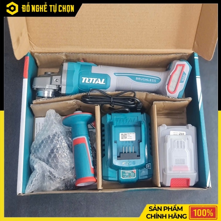 Máy mài góc không chổi than dùng pin 20V Total TAGLI261021 - Hàng Chính Hãng, Có VAT