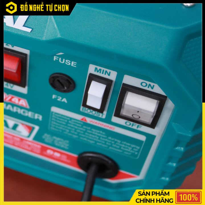 Máy Sạc Bình Ắc Quy TOTAL TBC1601 – 12V/24V – Dòng Sạc 12A – Phù Hợp Xe Máy, Ô Tô, Bình Ắc Quy 180Ah – Hàng Chính Hãng Có VAT