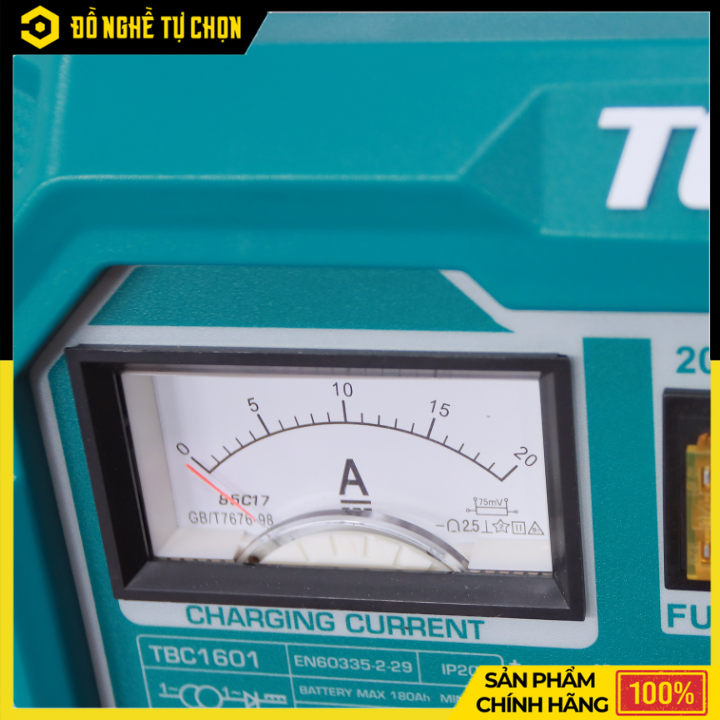 Máy Sạc Bình Ắc Quy TOTAL TBC1601 – 12V/24V – Dòng Sạc 12A – Phù Hợp Xe Máy, Ô Tô, Bình Ắc Quy 180Ah – Hàng Chính Hãng Có VAT