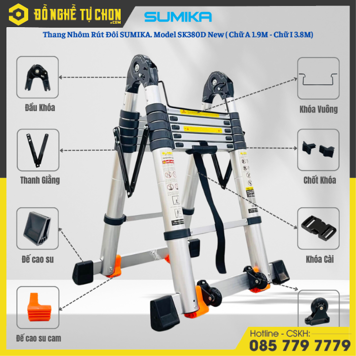 Thang Nhôm Rút Đôi SUMIKA SK380D NEW