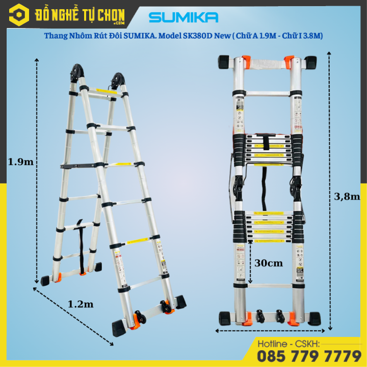Thang Nhôm Rút Đôi SUMIKA SK380D NEW