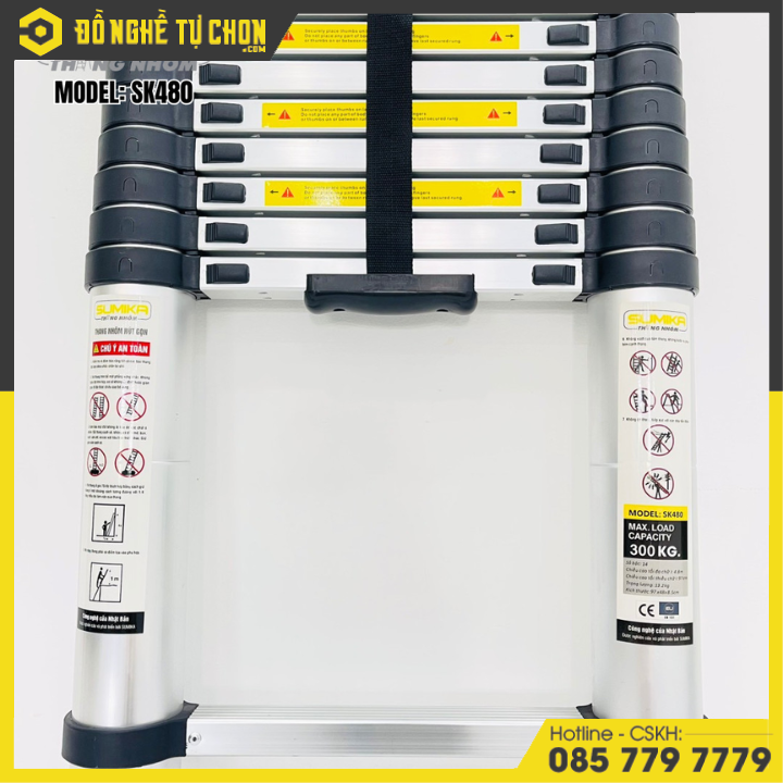 Thang nhôm rút đơn Sumika 4m8. Model: SK480