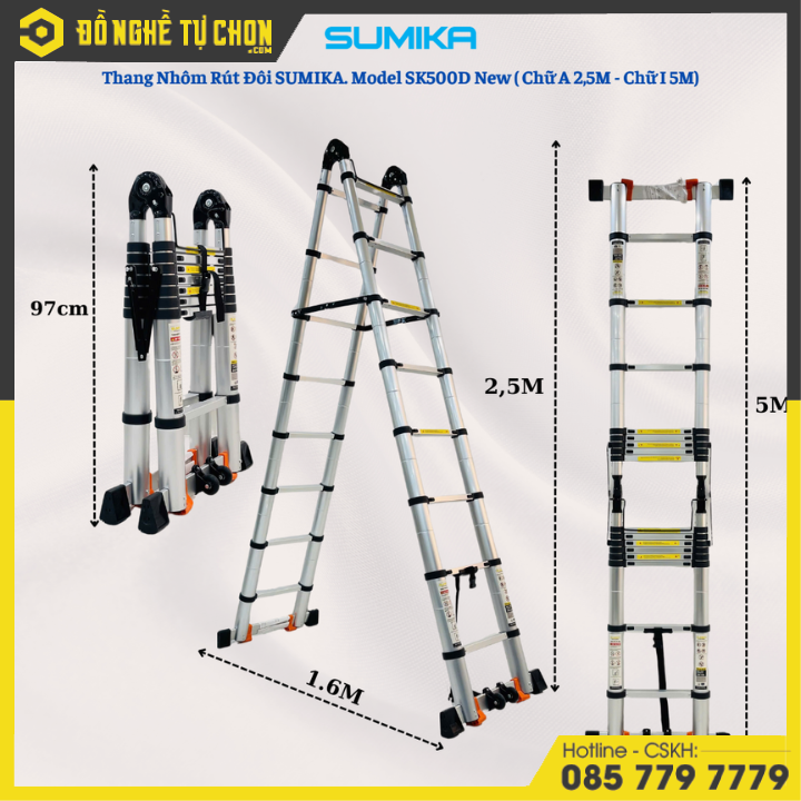 Thang nhôm rút gọn đôi Sumika SK500D New