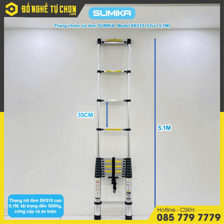 Thang Nhôm Rút Đơn 5.1m Sumika SK510