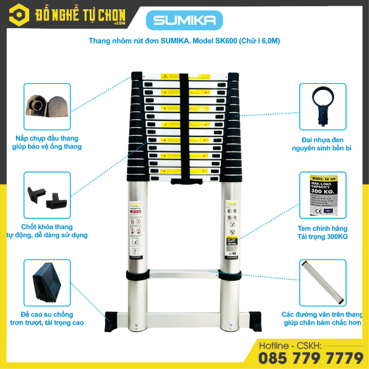 Thang Nhôm Rút Đơn Sumika SK600