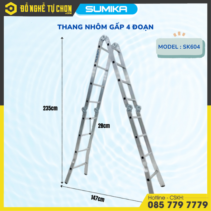 Thang Nhôm Gấp Đa Năng 4 Đoạn - 16 Bậc Sumika SK604