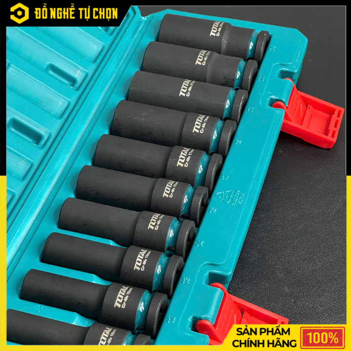 Bộ 10 Đầu Tuýp Dài 1/2 Inch Total THKISD12102L Thép CR-MO Cao Cấp, Chịu Lực Mạnh, Chuyên Dụng Cho Gara & Cơ Khí | Hàng Chính Hãng, Có VAT