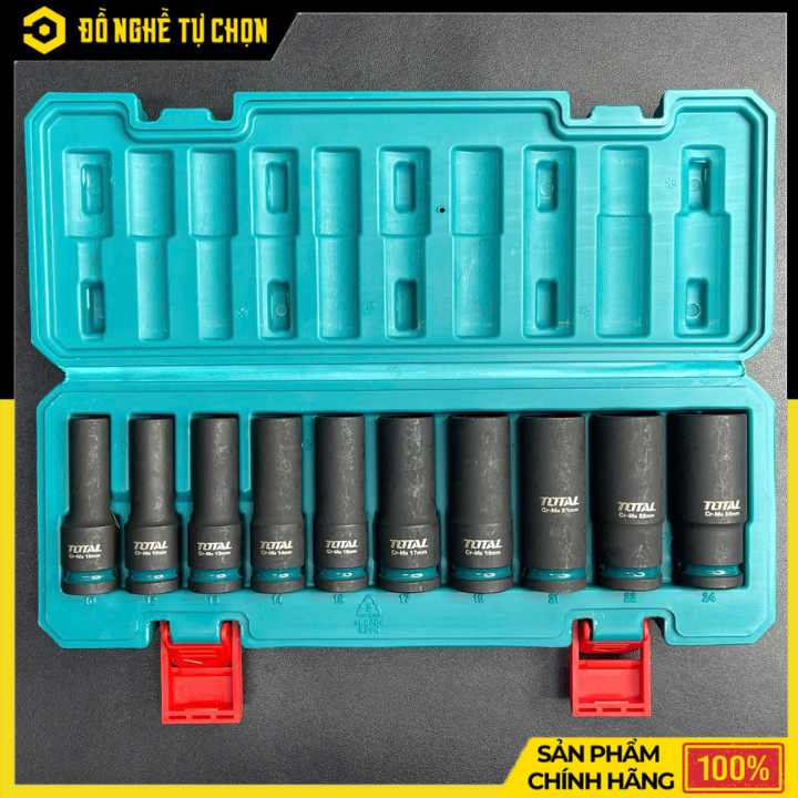 Bộ 10 Đầu Tuýp Dài 1/2 Inch Total THKISD12102L Thép CR-MO Cao Cấp, Chịu Lực Mạnh, Chuyên Dụng Cho Gara & Cơ Khí | Hàng Chính Hãng, Có VAT