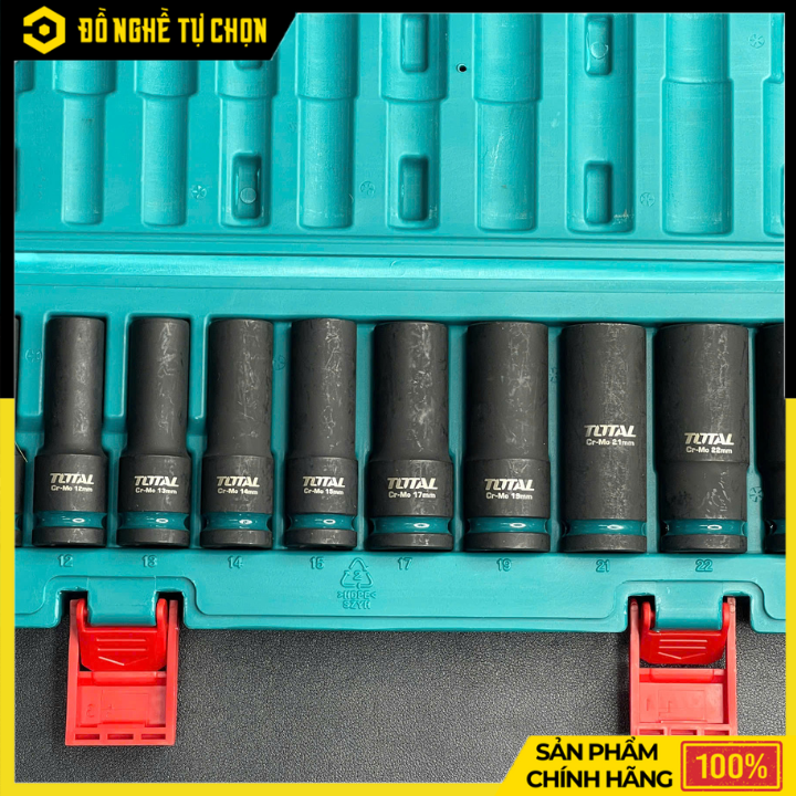 Bộ 10 Đầu Tuýp Dài 1/2 Inch Total THKISD12102L Thép CR-MO Cao Cấp, Chịu Lực Mạnh, Chuyên Dụng Cho Gara & Cơ Khí | Hàng Chính Hãng, Có VAT