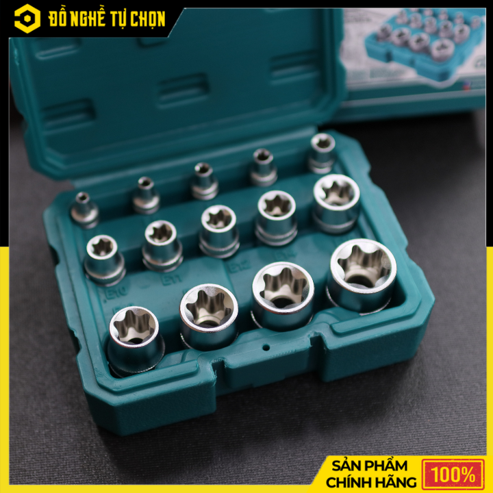 Bộ 14 đầu tuýp loại E Total THKTETS0114 – Thép CR-V – 1/4”, 3/8”, 1/2” – Hàng Chính Hãng Có VAT