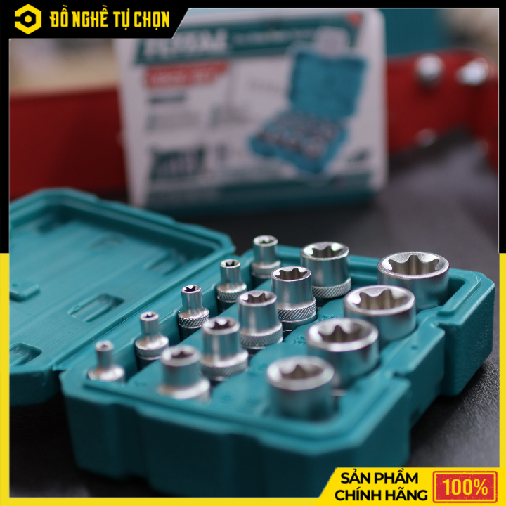 Bộ 14 đầu tuýp loại E Total THKTETS0114 – Thép CR-V – 1/4”, 3/8”, 1/2” – Hàng Chính Hãng Có VAT