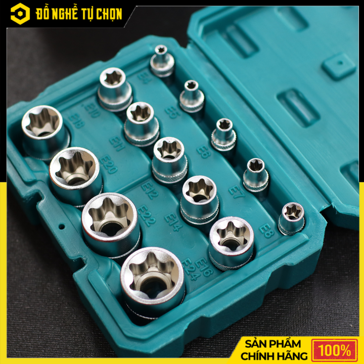 Bộ 14 đầu tuýp loại E Total THKTETS0114 – Thép CR-V – 1/4”, 3/8”, 1/2” – Hàng Chính Hãng Có VAT