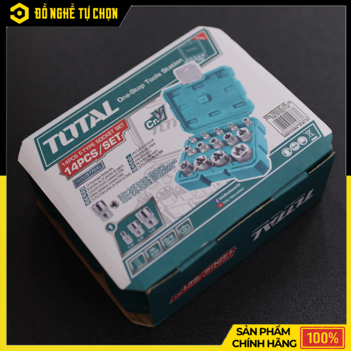 Bộ 14 đầu tuýp loại E Total THKTETS0114 – Thép CR-V – 1/4”, 3/8”, 1/2” – Hàng Chính Hãng Có VAT