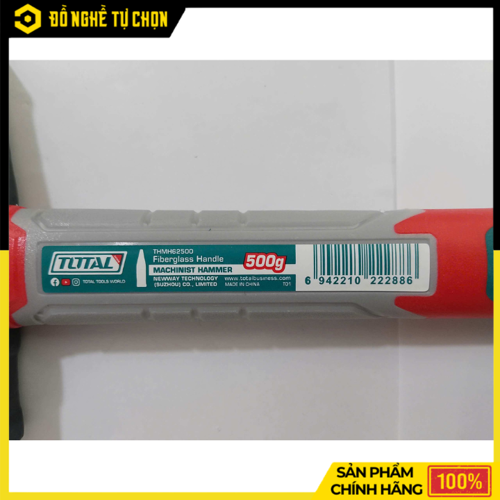 Búa Đinh 500g Total THMH62500 Đầu Dẹp Và Vuông | Hàng Chính Hãng, Có VAT